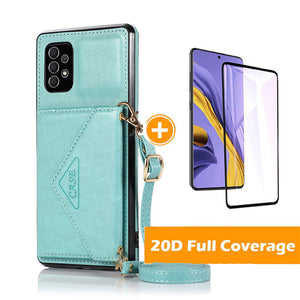 Triangle Crossbody Carte multifonctionnelle de la carte de cuir pour Samsung Galaxy A42 5G