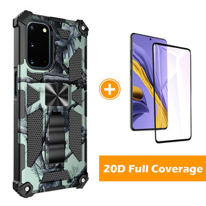 Camouflage Luxury Armor Shockproof Case With Kickstand For Samsung Galaxy A03S