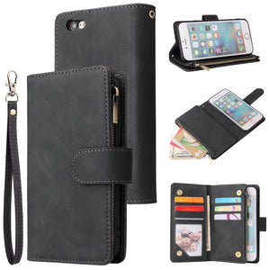 Soft Leather Zipper Wallet Flip Multi Card Slots Case For iPhone 6/6S