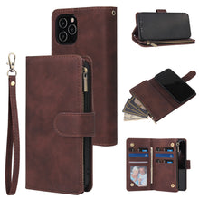Load image into Gallery viewer, Soft Leather Zipper Wallet Flip Multi Card Slots Case For iPhone
