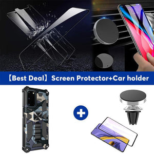 Camouflage Luxury Armor Shockproof Case With Kickstand For Samsung Galaxy A03S