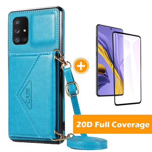 Triangle Crossbody Multifunctional Wallet Card Leather Case For Samsung A51
