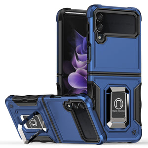 Contrast Color Ring Magnetic Holder Phone Case For SAMSUNG Galaxy Z Flip3 5G