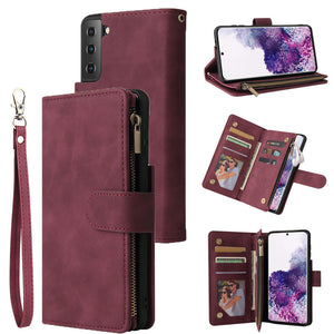 Soft Leather Zipper Wallet Flip Multi Card Slots Case For Samsung
