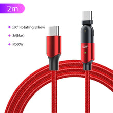 Load image into Gallery viewer, 60W/100W USB C to C Cable 180° Rotation, Type C PD Fast Charging Cable Braided Cord