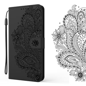 Paon Embossed Imitation en cuir porte-monnaie téléphone Cas pour Samsung S20FE