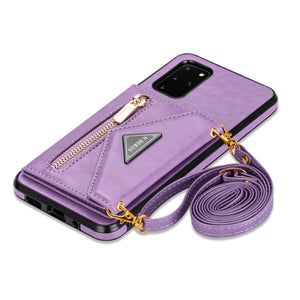 Triangle Crossbody Carte multifonctionnelle de la carte de cuir pour Samsung Galaxy A42 5G
