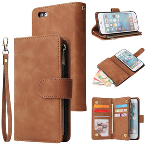 Soft Leather Zipper Wallet Flip Multi Card Slots Case For iPhone 6/6S