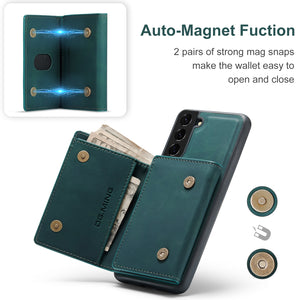 Two-in-one Magnetic Split Three-fold Wallet Phone Case For Samsung S21 Series