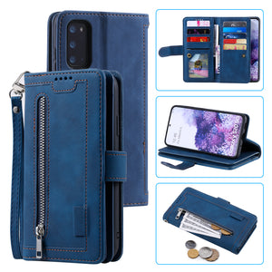 Nine Card Zipper Retro Leather Wallet Phone Case For Samsung Galaxy S20