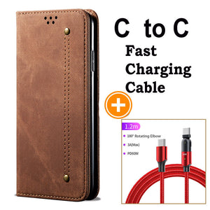 Boîtier de carte simple en denim en toile pour Samsung s21 / s21plus / s21ultra
