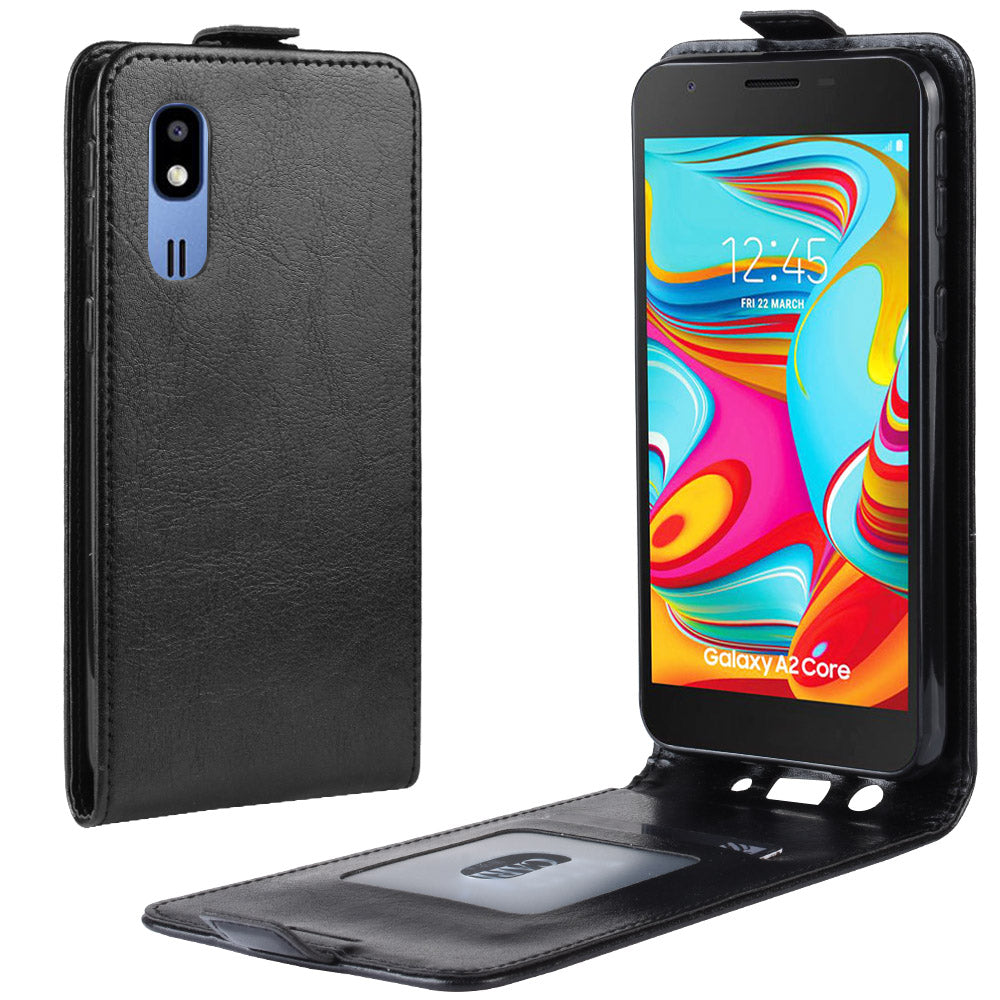 【2021 New】 Crazy Horse Pattern Flip Soft Card Holder Case For SAMSUNG A2 CORE