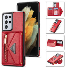 Load image into Gallery viewer, Triangle Crossbody Zipper Wallet Card Leather Case For Samsung Galaxy S21Ultra