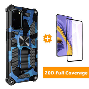 Camouflage Luxury Armor Shockproof Case With Kickstand For Samsung Galaxy A03S
