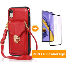 Load image into Gallery viewer, Snap Crossbody Card Wallet Leather Case For iPhone XR