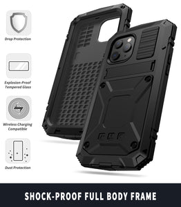 【For iPhone】Luxury Doom Armor Waterproof Metal Aluminum Kickstand Phone Case