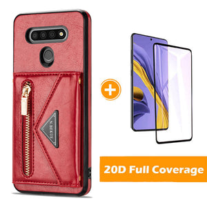 Triangle Crossbody Zipper Wallet Card Leather Case For LG Stylo6