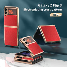 Load image into Gallery viewer, Luxury Leather Samsung Z Flip3 5G Folding Electroplating Protective Case