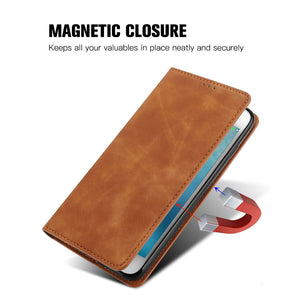 Support de carte vintage en cuir PU Flip Cover Casage magnétique pour iPhone