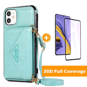 Triangle Crossbody Multifunctional Wallet Card Leather Case For iPhone 12mini