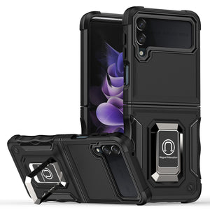 Contrast Color Ring Magnetic Holder Phone Case For SAMSUNG Galaxy Z Flip3 5G