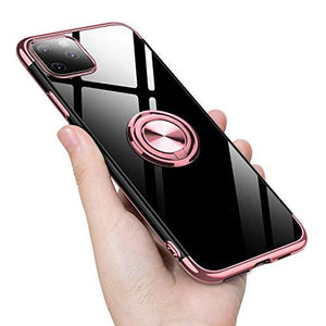 Boîtier de téléphone transparent porte-anneau magnétique coloré pour iPhone