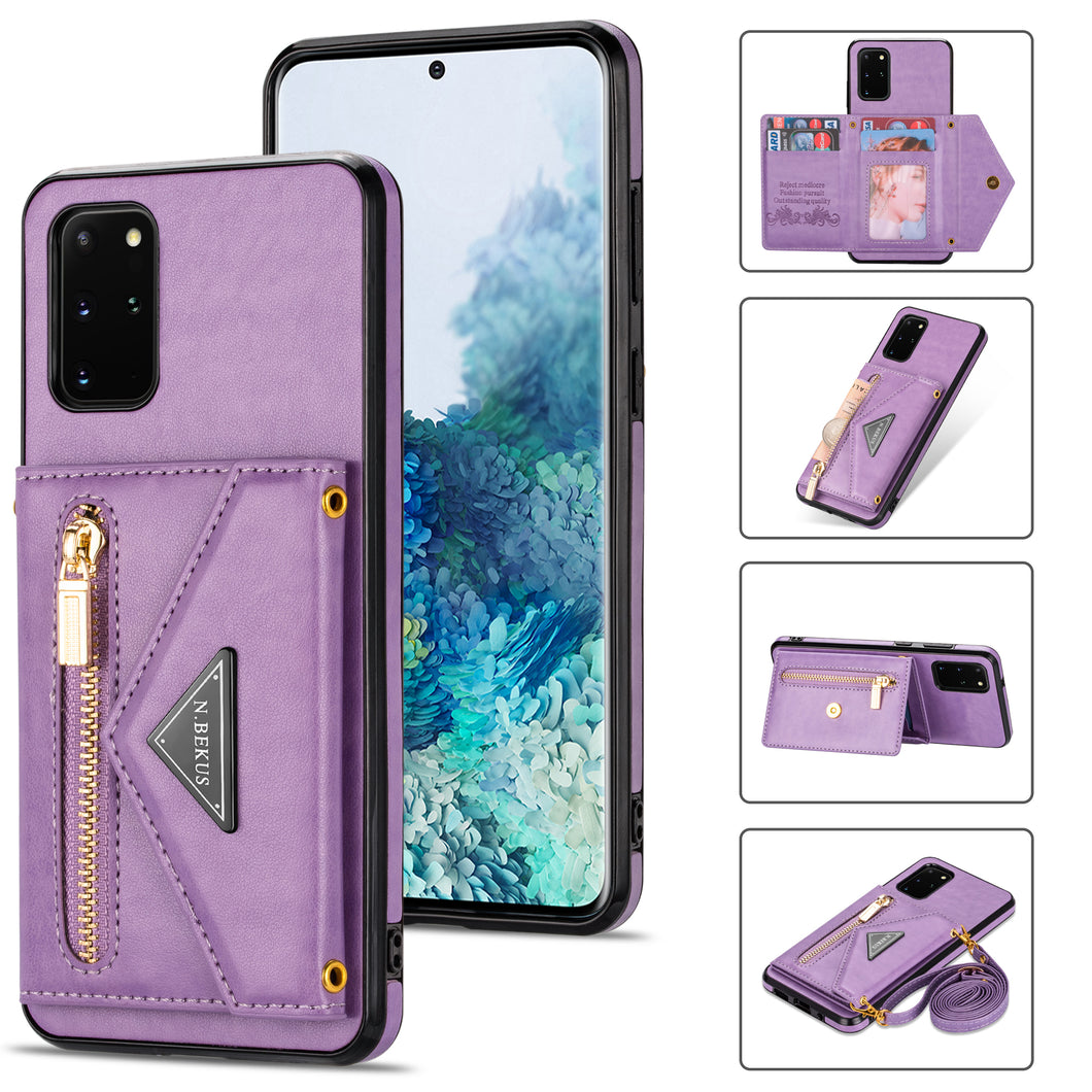 Triangle Crossbody Zipper Wallet Card Leather Case For Samsung Galaxy S20+/S20+ 5G