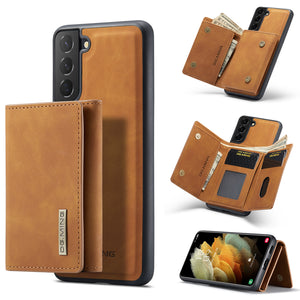 Two-in-one Magnetic Split Three-fold Wallet Phone Case For Samsung S21 Series