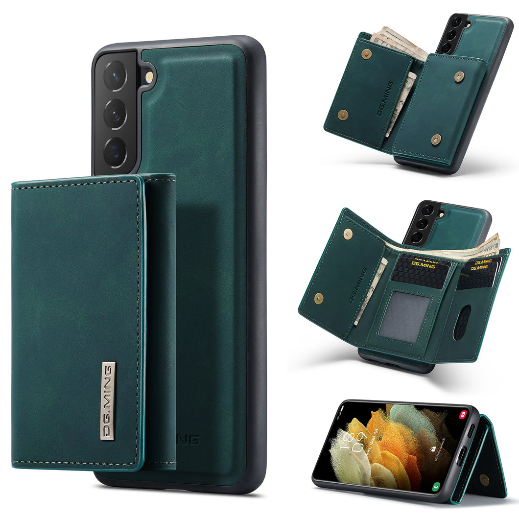 Two-in-one Magnetic Split Three-fold Wallet Phone Case For Samsung S21 Series