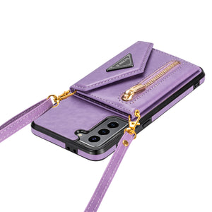 Triangle Crossbody Zipper Wallet Card Leather Case For Samsung Galaxy S21PLUS 5G