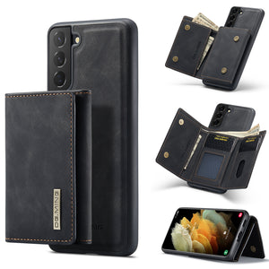 Two-in-one Magnetic Split Three-fold Wallet Phone Case For Samsung S21 Series