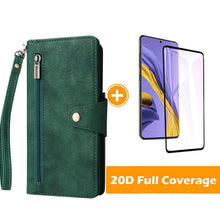 Load image into Gallery viewer, Rivet Buckle Zipper Wrist Strap Wallet Leather Case For Samsung Galaxy S20