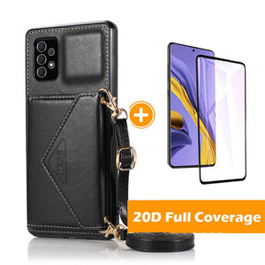 Triangle Crossbody Multifunctional Wallet Card Leather Case For Samsung Galaxy A52(5G)