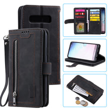 Charger l&#39;image dans la galerie, [ 2021 New ] Nine Card Zipper Retro Leather Wallet Phone Case For Samsung Galaxy S10E