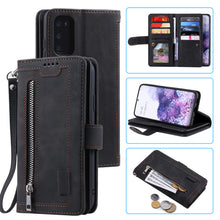 Load image into Gallery viewer, Nine Card Zipper Retro Leather Wallet Phone Case For Samsung Galaxy S20