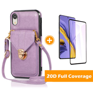 Snap Crossbody Card Wallet Leather Case For iPhone XR