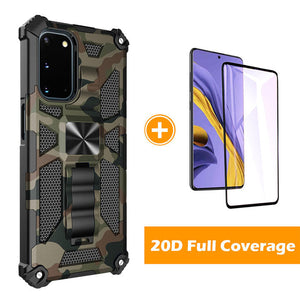 Camouflage Luxury Armor Shockproof Case With Kickstand For Samsung Galaxy A02S