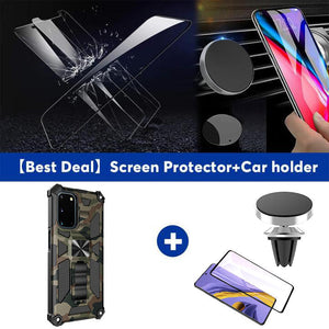 Camouflage Luxury Armor Shockproof Case With Kickstand For Samsung Galaxy A03S