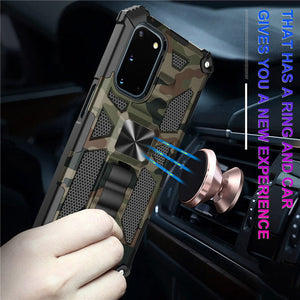 Camouflage Luxury Armor Shockproof Case With Kickstand For Samsung Galaxy A03S