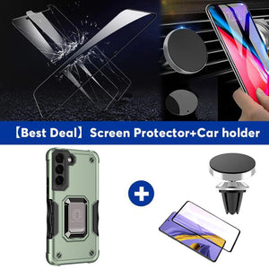 Contrast Color Ring Magnetic Holder Phone Case For SAMSUNG Galaxy S21