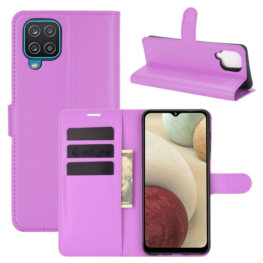 Lychee Pattern Wallet Phone Case For Samsung A12