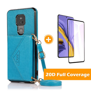 Triangle Crossbody Multifunctional Wallet Card Leather Case For MOTO G Play(2021)