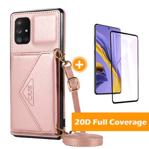 Triangle Crossbody Multifunctional Wallet Card Leather Case For Samsung A51