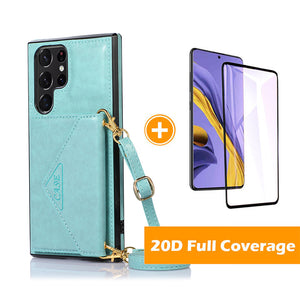 Triangle Crossbody Multifunctional Wallet Card Leather Case For Samsung Galaxy S22Ultra