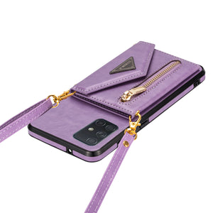 Triangle Crossbody Carte multifonctionnelle de la carte de cuir pour Samsung Galaxy A42 5G