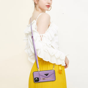Triangle Crossbody Zipper Wallet Card Leather Case For iPhone 11 Pro