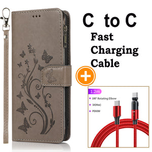 Samsung s21 / s21plus Luxury zip Leather Wallet Flip Multi - Card slot Cover