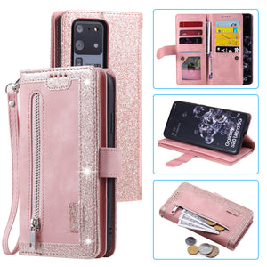 Nine Card Zipper Retro Leather Wallet Phone Case For Samsung Galaxy S20