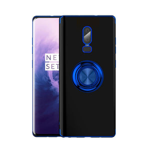 2020 Transparent Colorful Magnetic Ring Holder Phone Case For Oneplus 6