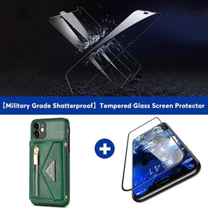 Triangle Crossbody Zipper Wallet Card Leather Case For iPhone 11 Pro